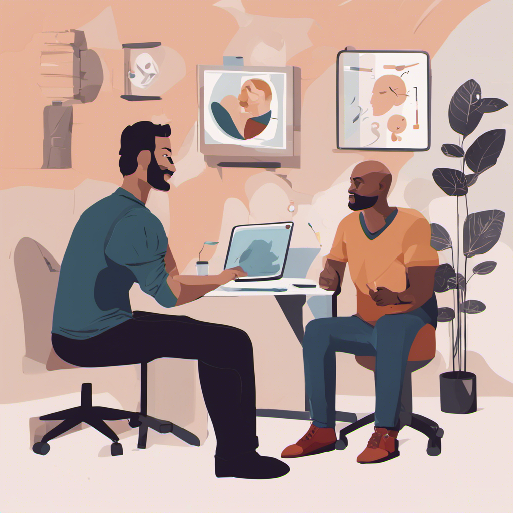 A male mental health therapist engaging with a patient